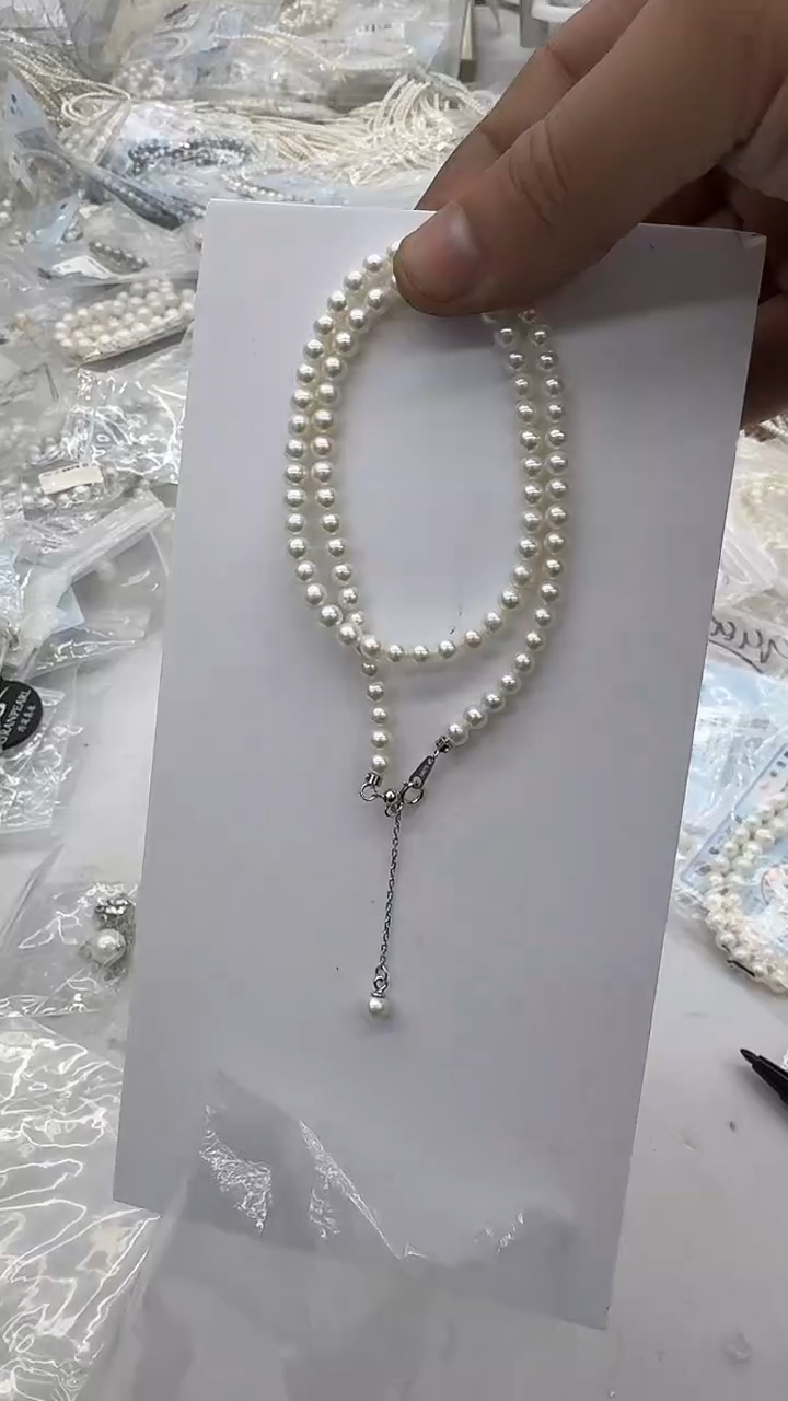 项链银S925镶嵌淡水珍珠5mm 吊小珠-孤品