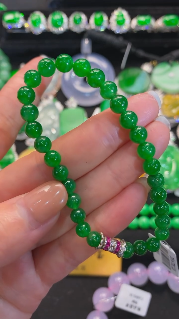 【闪购商品】翡翠颈饰未镶嵌绿珠手串