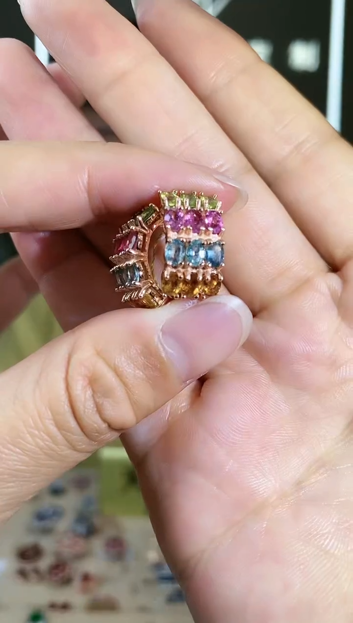 【闪购商品】碧玺耳饰银S925镶嵌耳饰