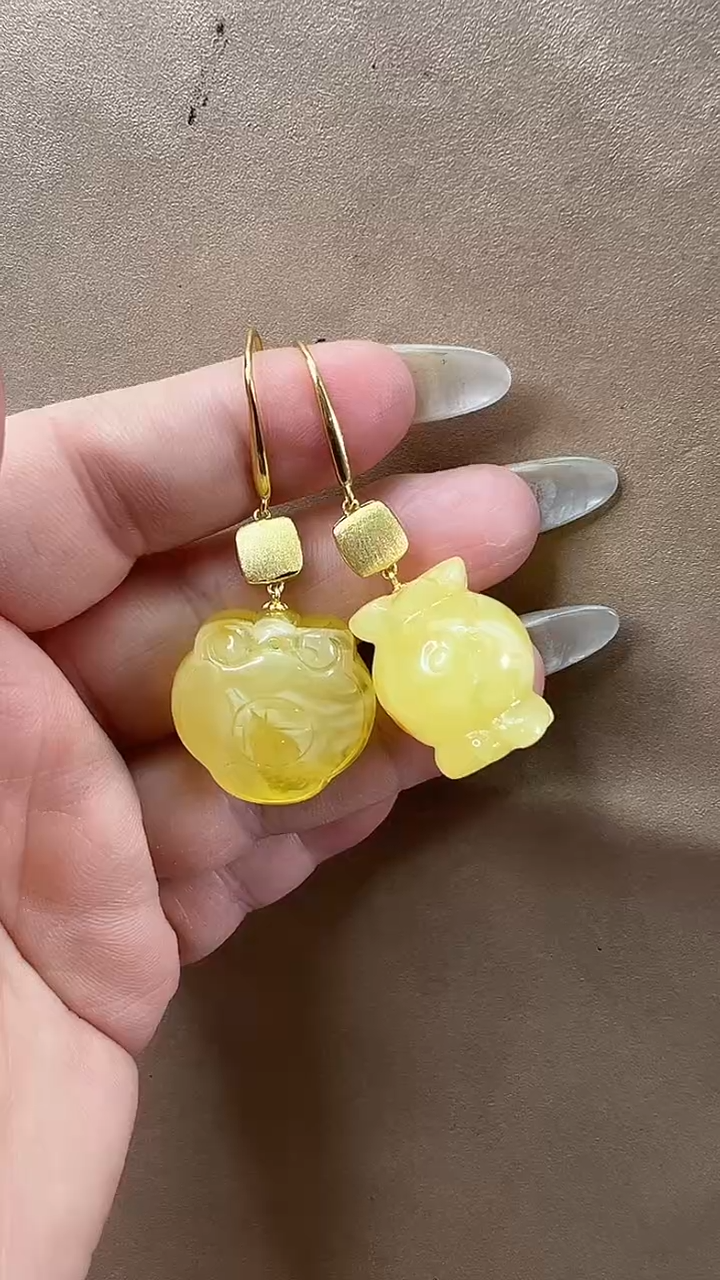 琥珀颈饰未镶嵌耳环