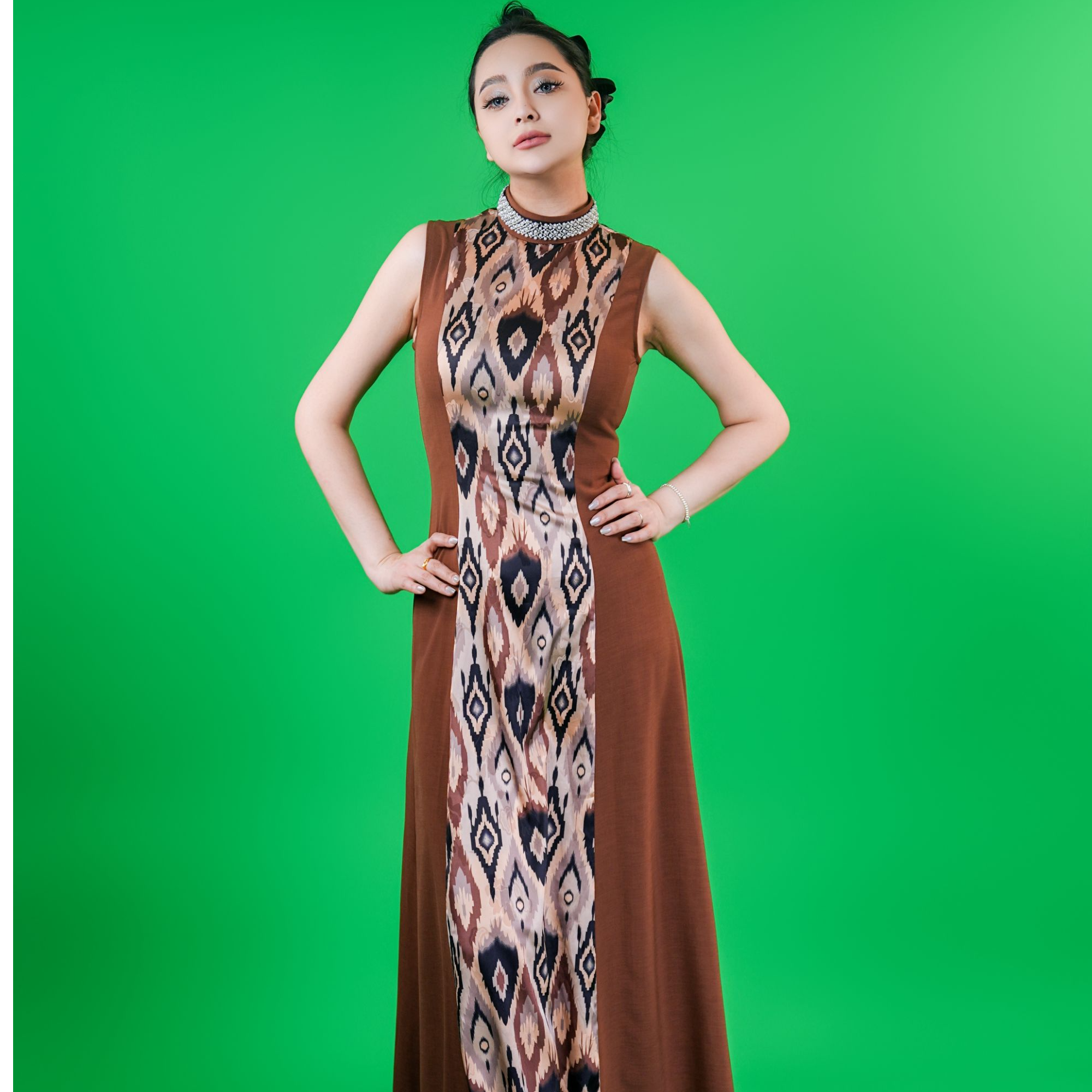 民族风复古艾特莱斯气质显瘦连衣裙2025新款(送沙体）