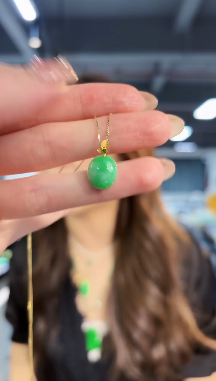 【闪购商品】翡翠吊坠(不含链)18K金镶嵌缅料A货/支持复检/一件