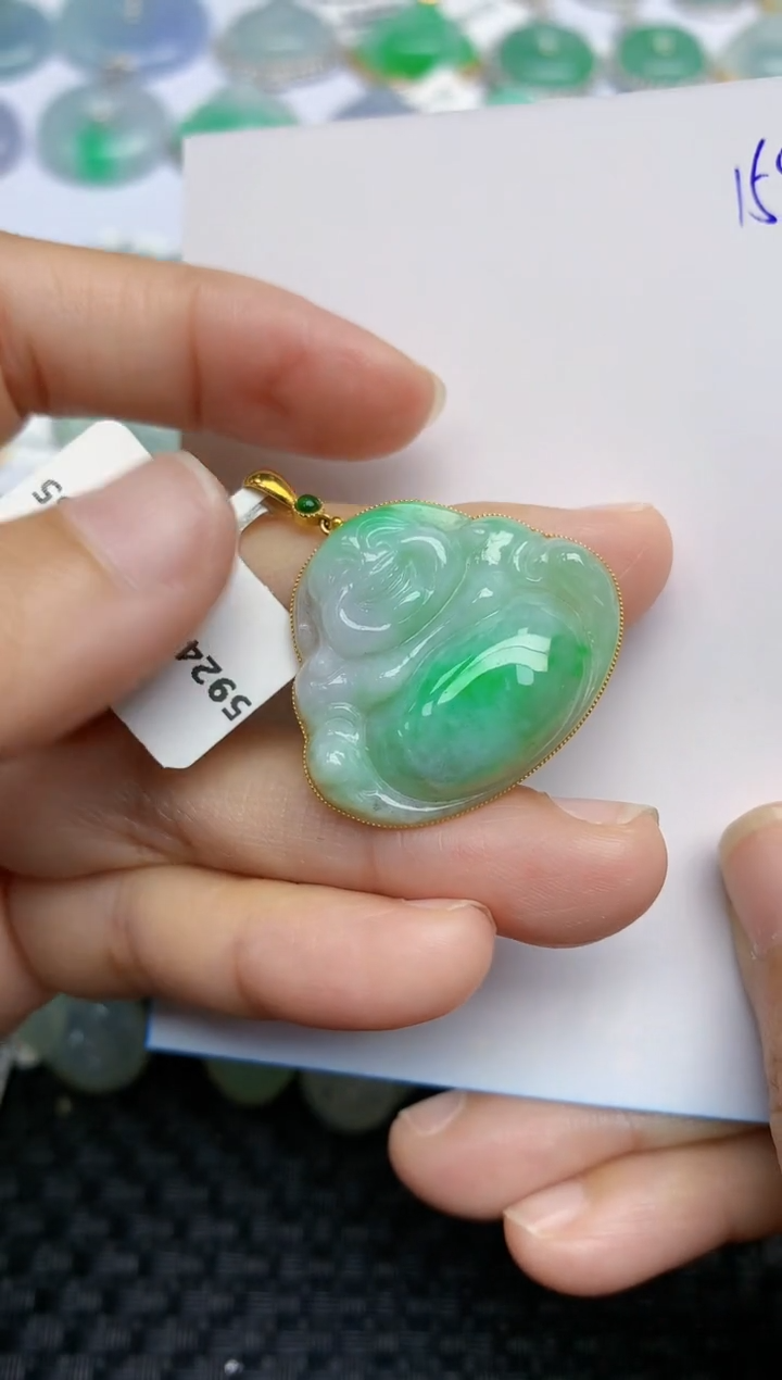 【闪购商品】翡翠挂件18K金镶嵌天然A货翡翠 159