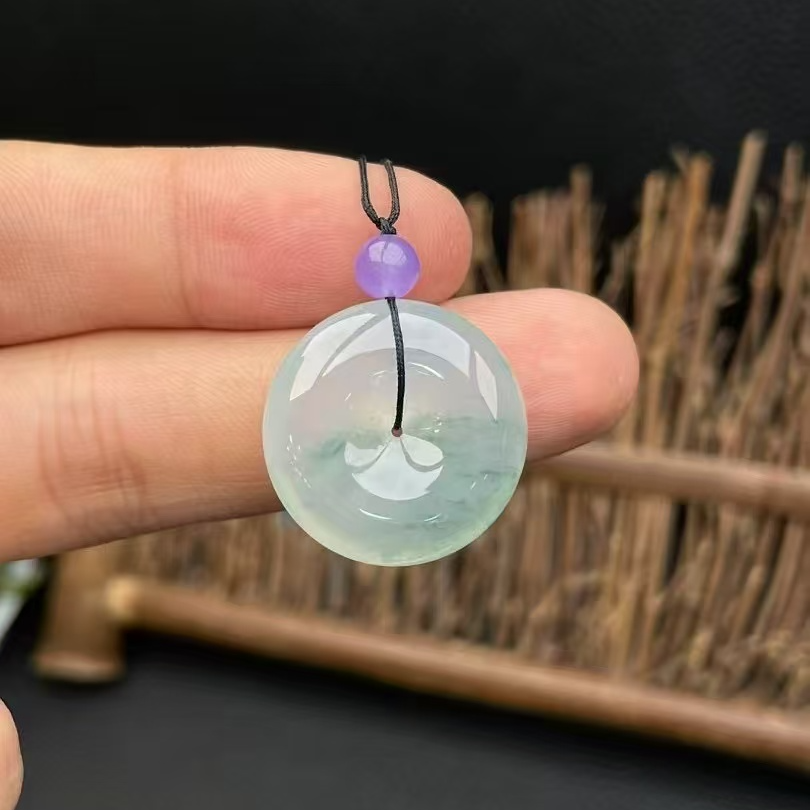 天然缅甸翡翠A货高冰平安扣