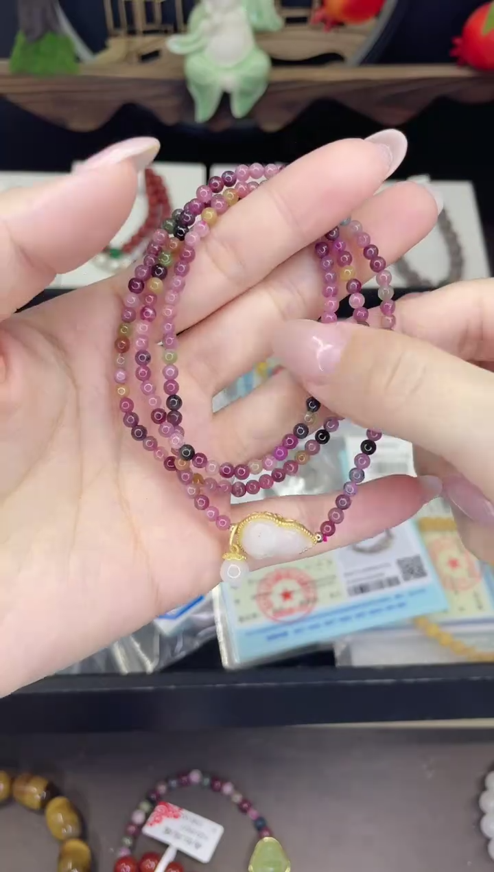 【闪购商品】碧玺手链银S925镶嵌碧玺手链