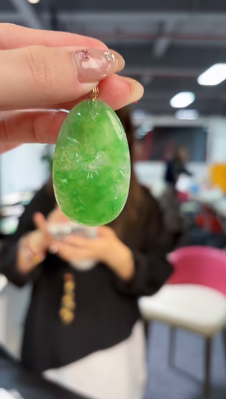 【闪购商品】翡翠颈饰18K金镶嵌缅料A货/支持复检/一件