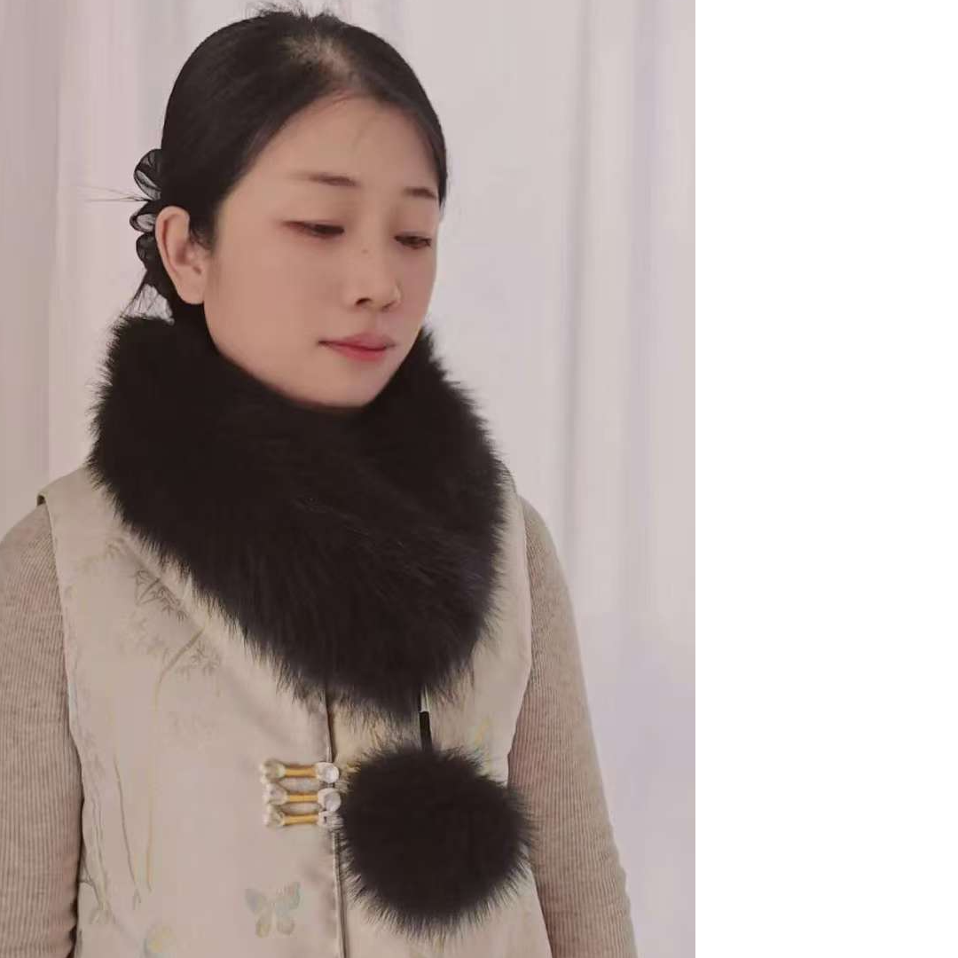 网红高端新款磁吸扣100%狐狸毛球围脖秋冬保暖百搭