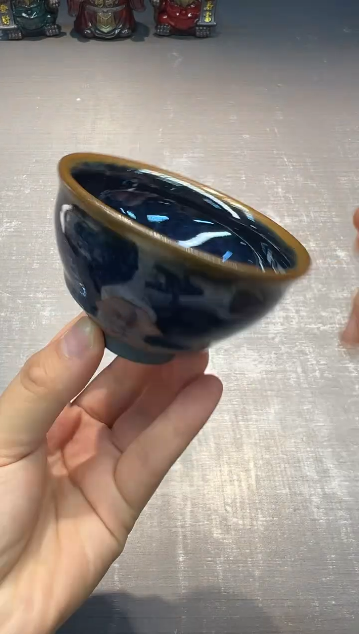 【闪购商品】李远兴 四杯套组·蓝丝毫束口盏