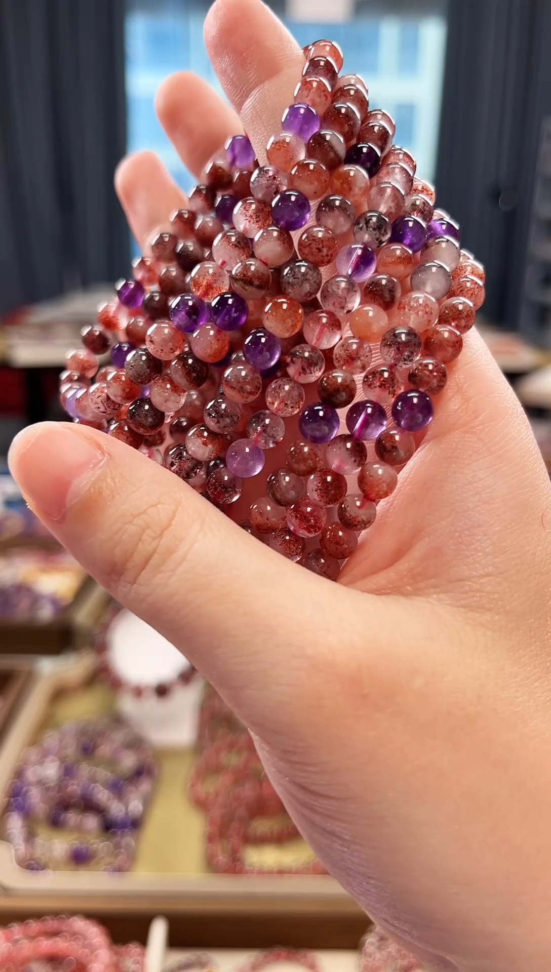 未镶嵌手串水晶桃花醉超七单圈手串5mm【多样性发一】