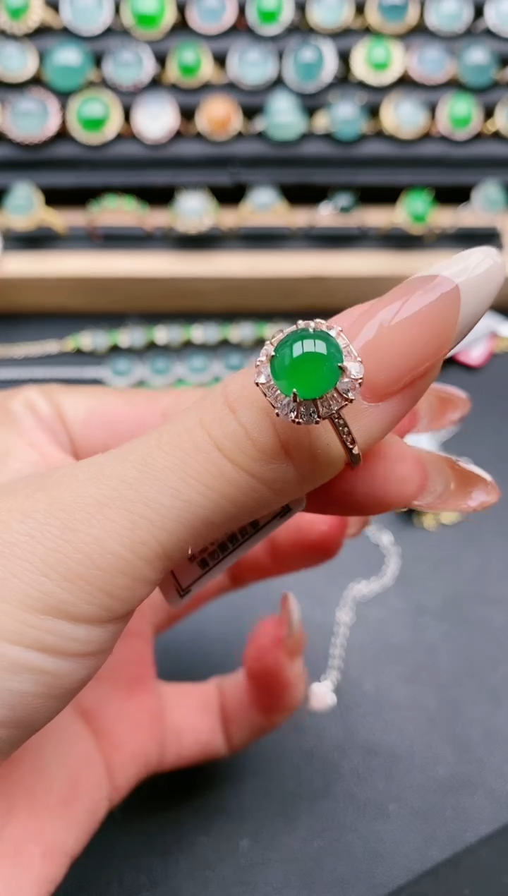 【闪购商品】翡翠戒指银S925镶嵌111111