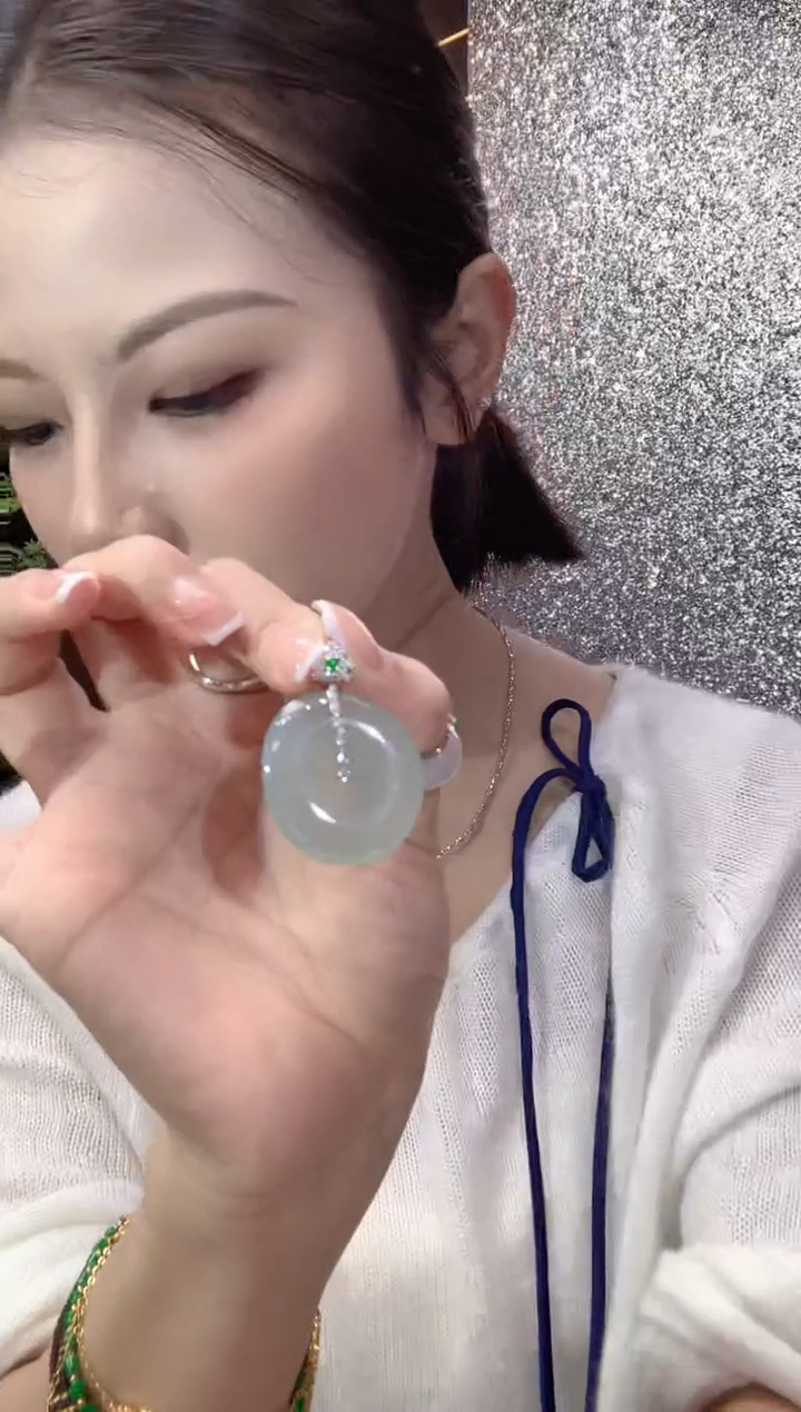 吊坠(不含链)18K金镶嵌翡翠A69