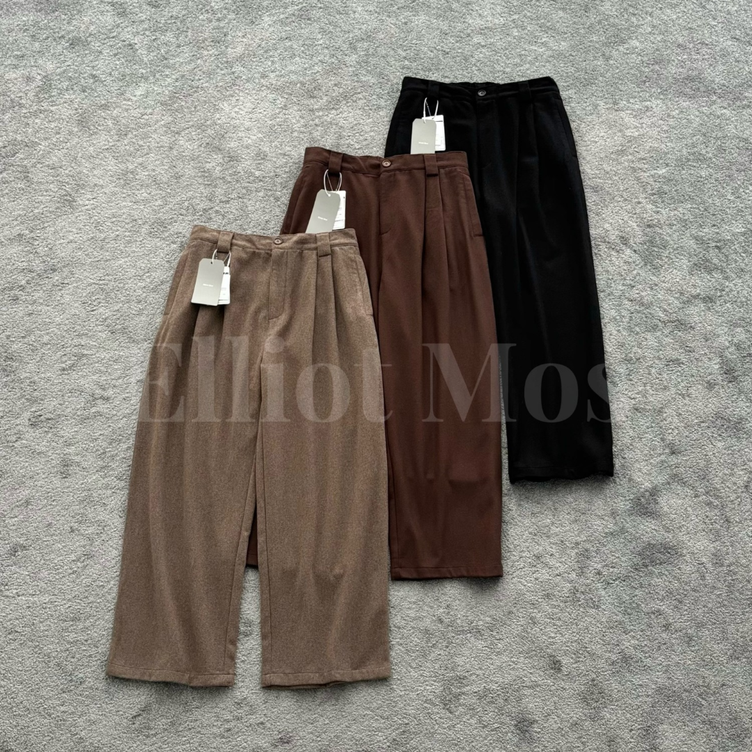 Elliot Mos 绵羊毛混纺~Casual Pants 420g松紧腰直筒西裤-1465