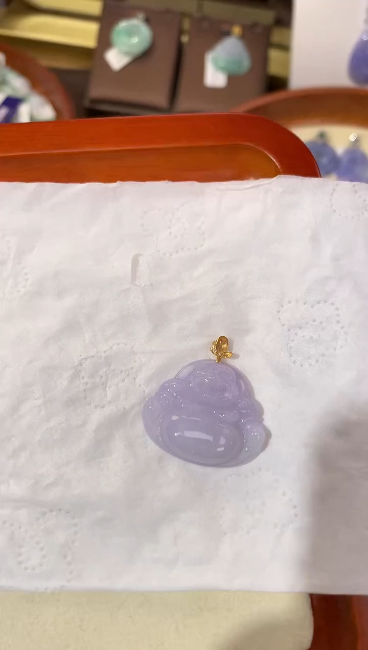 【闪购商品】翡翠颈饰18K金镶嵌天然缅甸a货翡翠