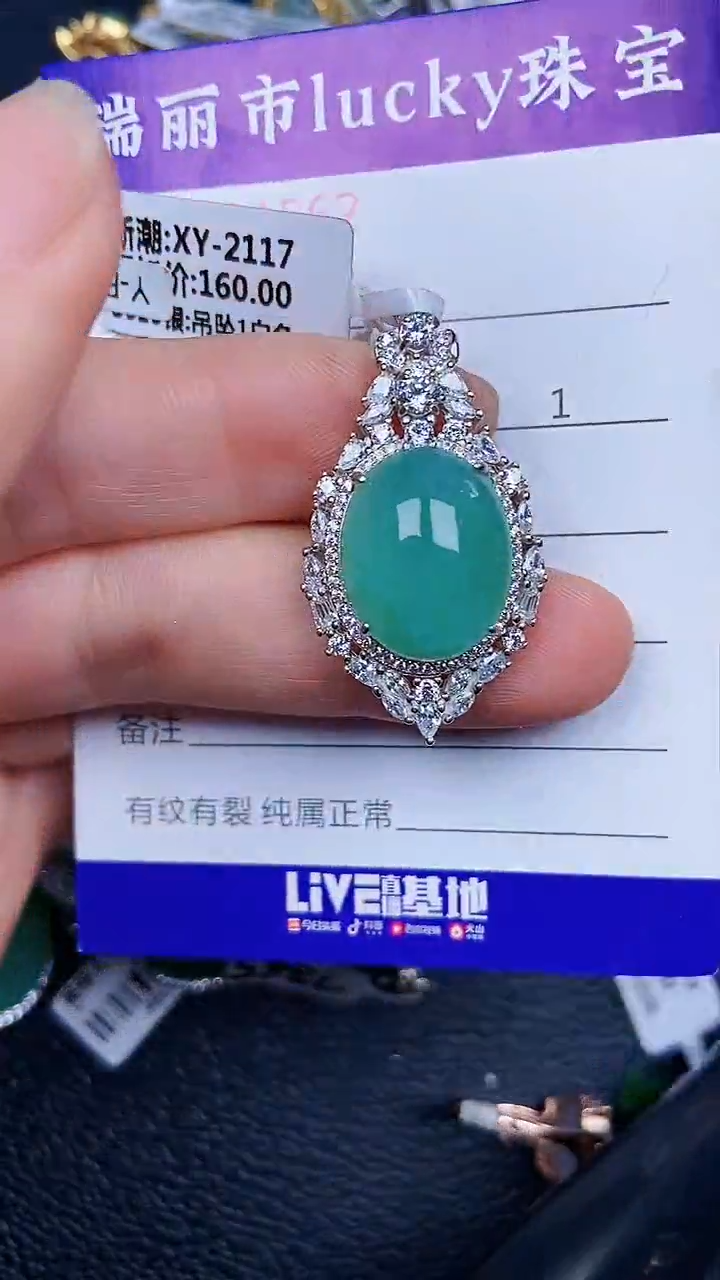 颈饰银S925镶嵌翡翠1562