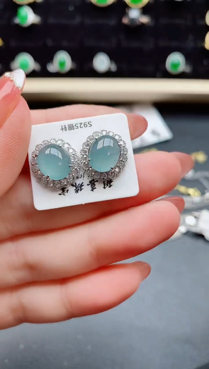 【闪购商品】翡翠耳饰银S925镶嵌50805850