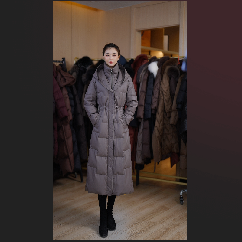 【6082】高填充白鹅绒保暖新款中长款羽绒服