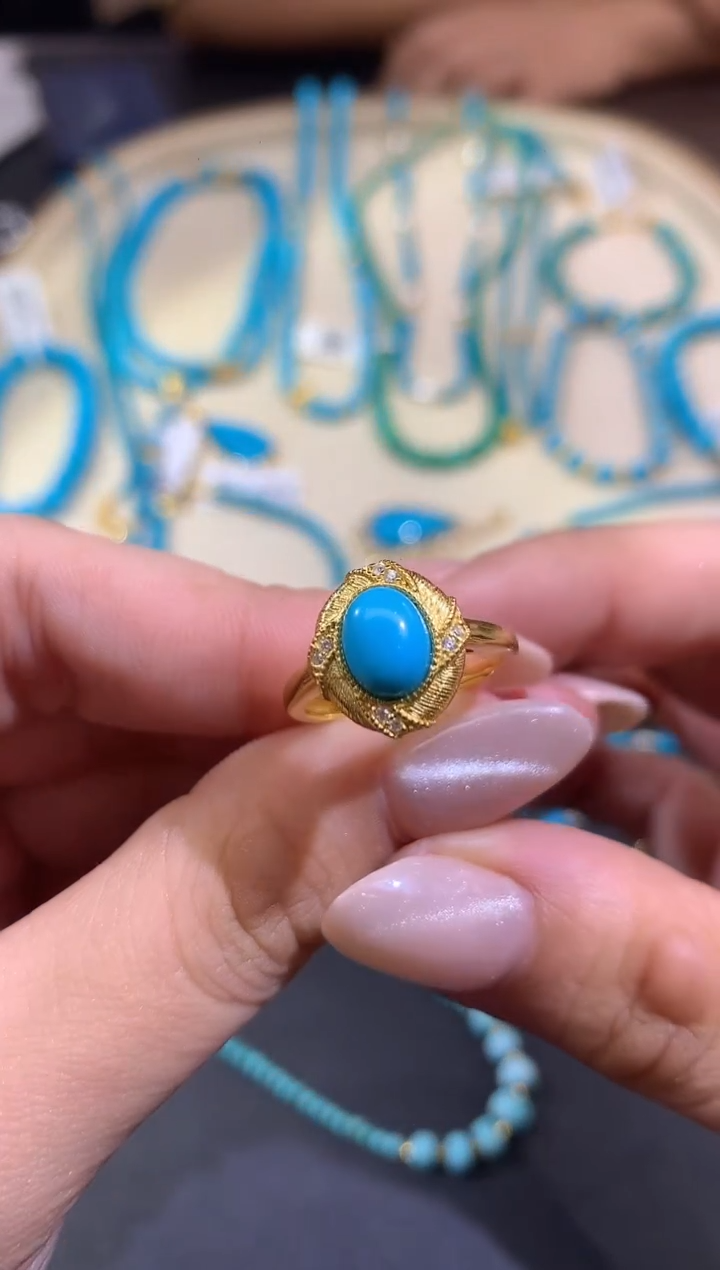 银S925镶嵌绿松石戒指A486|368|多样性发货一件