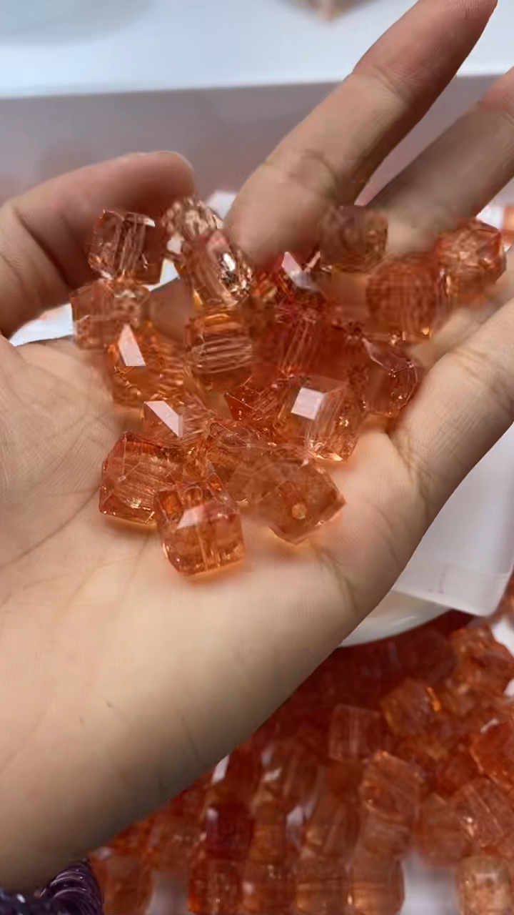 颈饰未镶嵌水晶W3315-金橙色碧玺方糖10mm*10颗