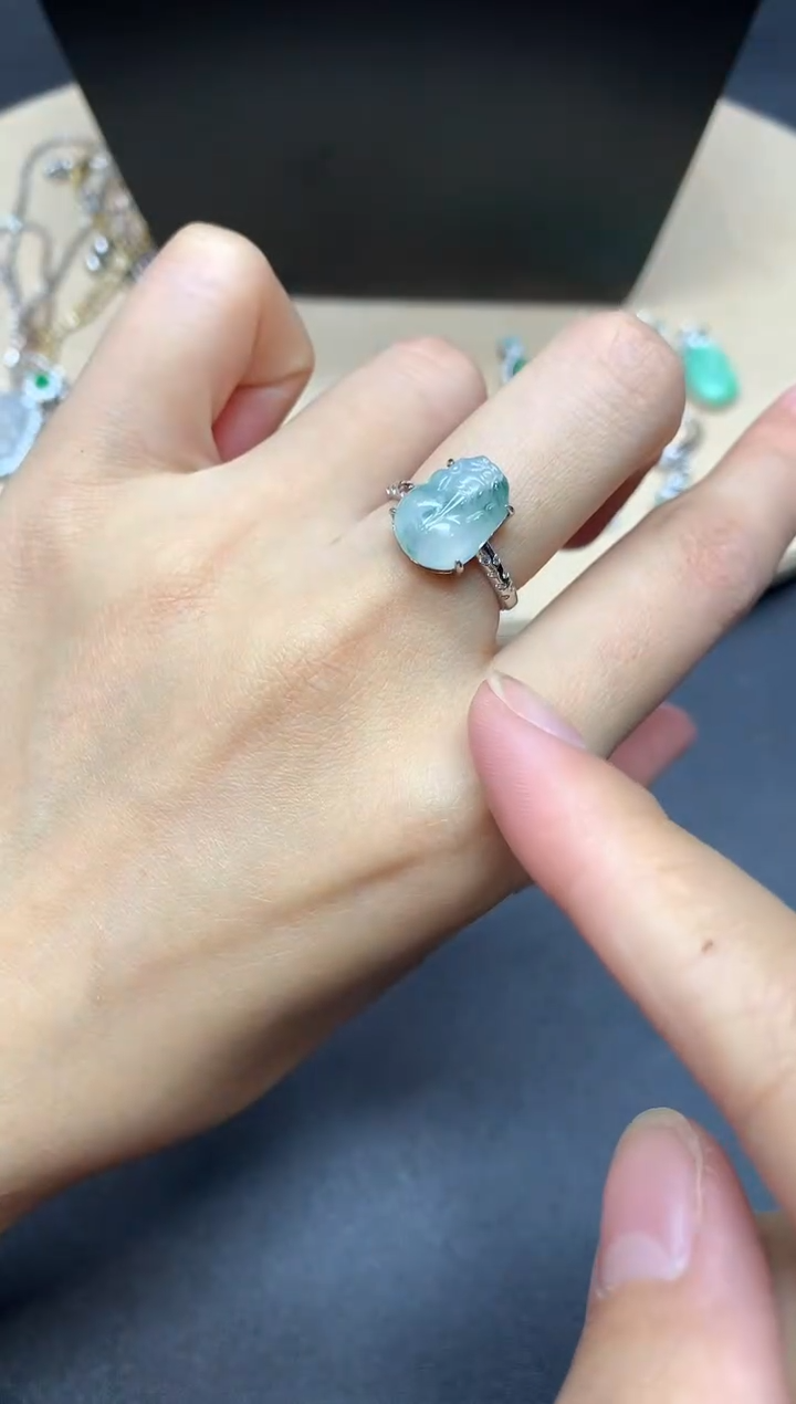 【闪购商品】翡翠戒指银S925镶嵌貔貅【无服务费】