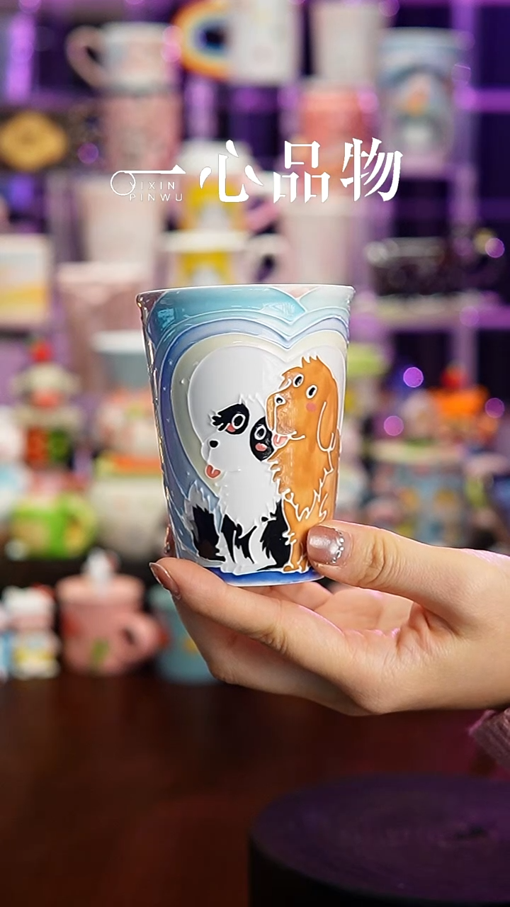杯子瓷S43景德镇手工手绘杯子摆件