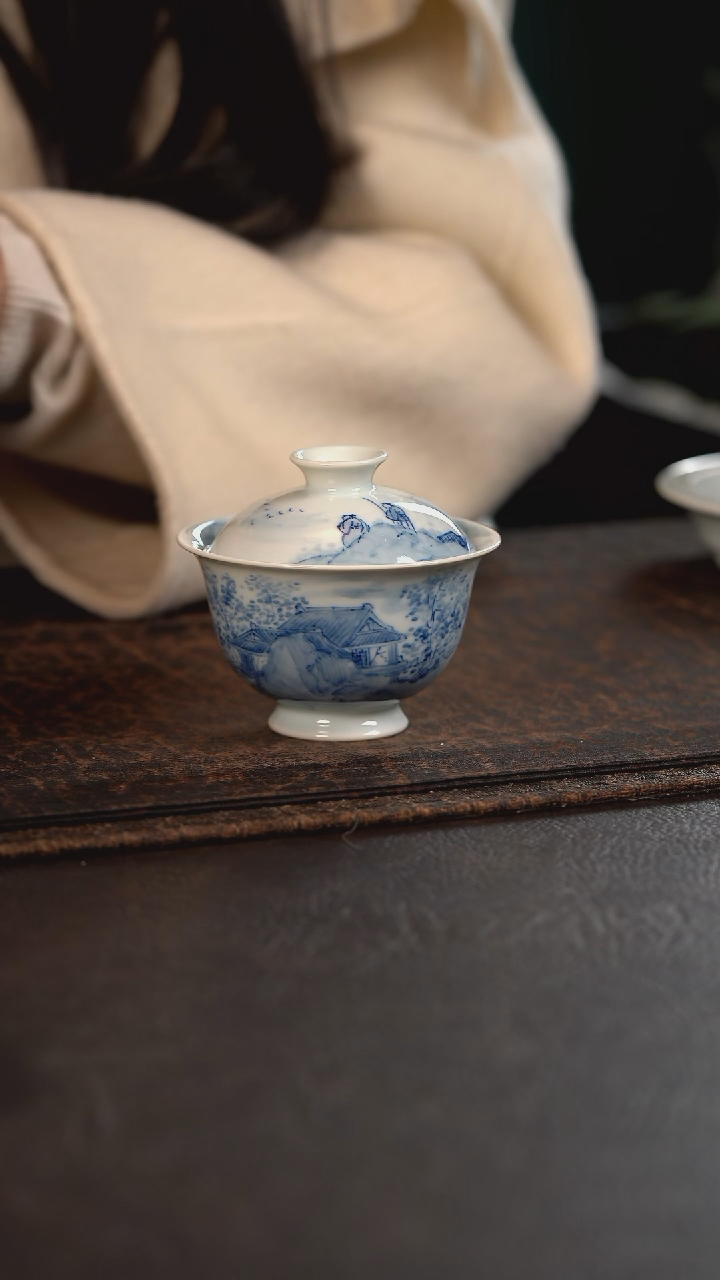 【闪购商品】杯315号HLX陶瓷写意山水盖碗