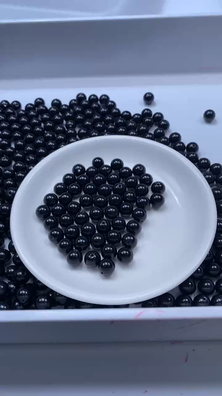 未镶嵌颈饰玛瑙/玉髓W960黑耀石8mm*30颗