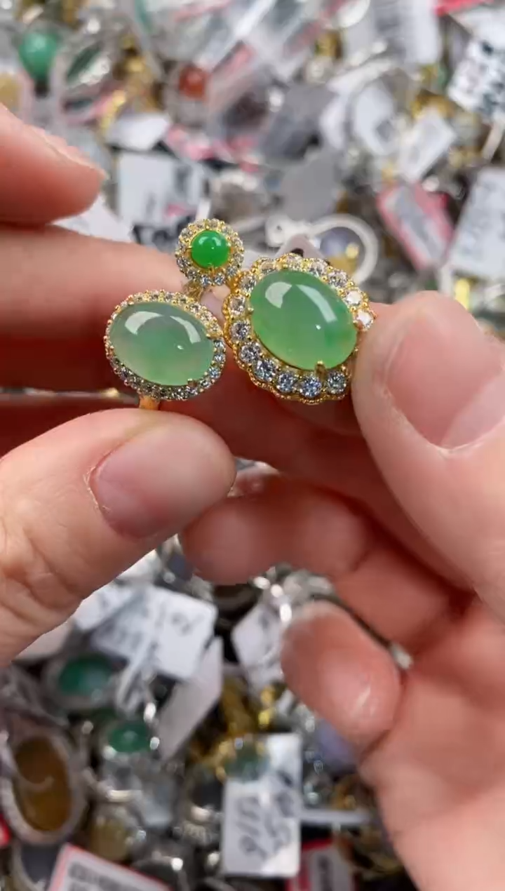 银S925镶嵌戒指翡翠111   6