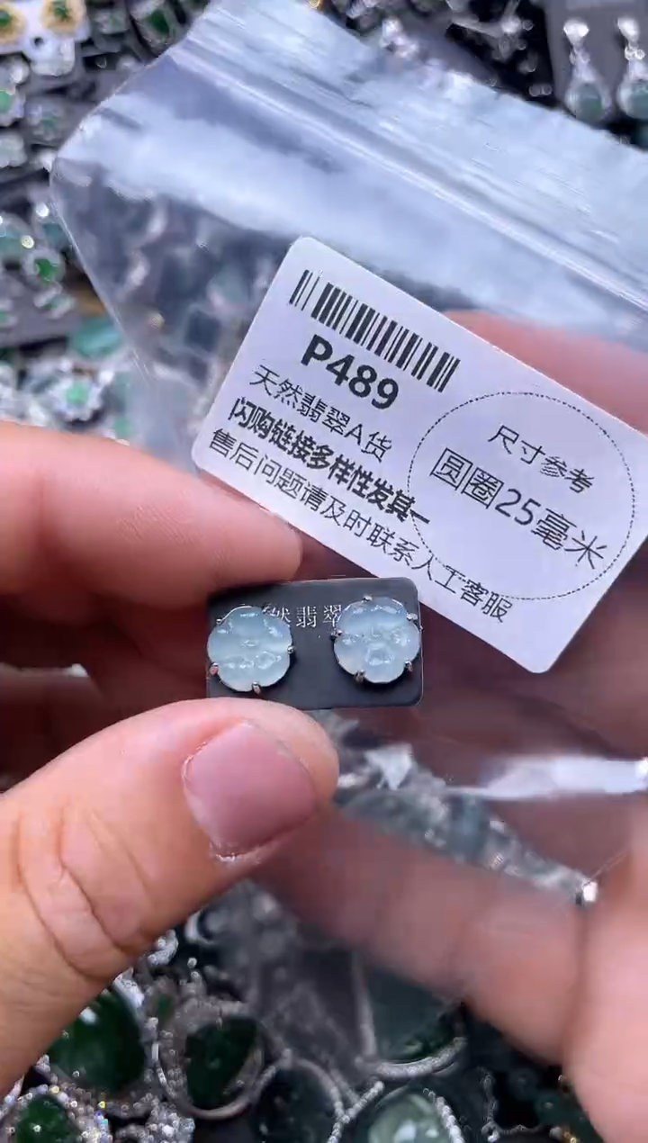 【闪购商品】翡翠颈饰未镶嵌P489耳钉