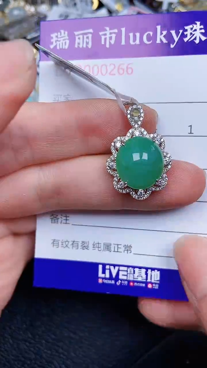 颈饰银S925镶嵌翡翠266