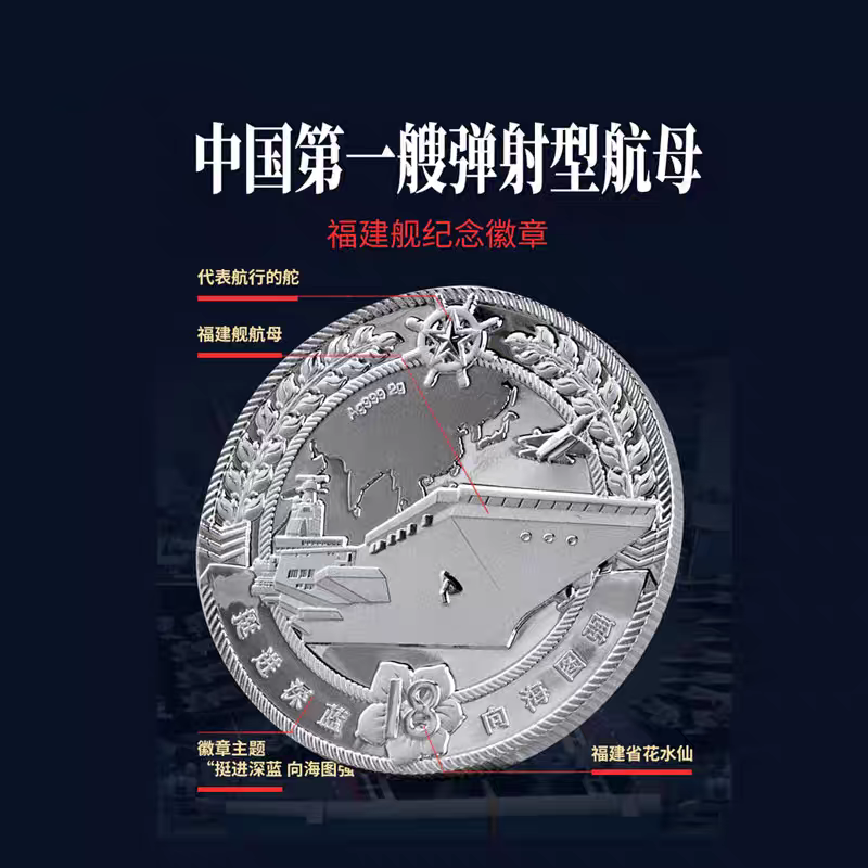 中船文创出品中国航母编队足银珍藏纪念章单枚