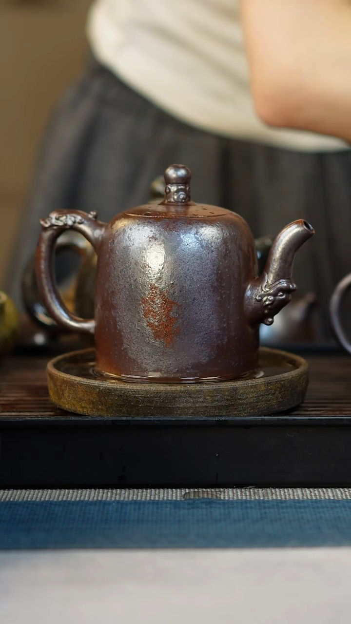 茶壶紫砂柴烧紫砂天青龙壶