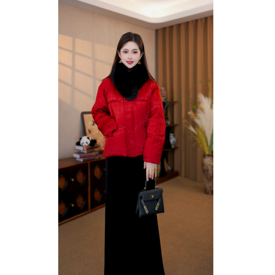 【福满】新中式国风羽绒服女冬季新款气质百搭厚外套MCGYR2238