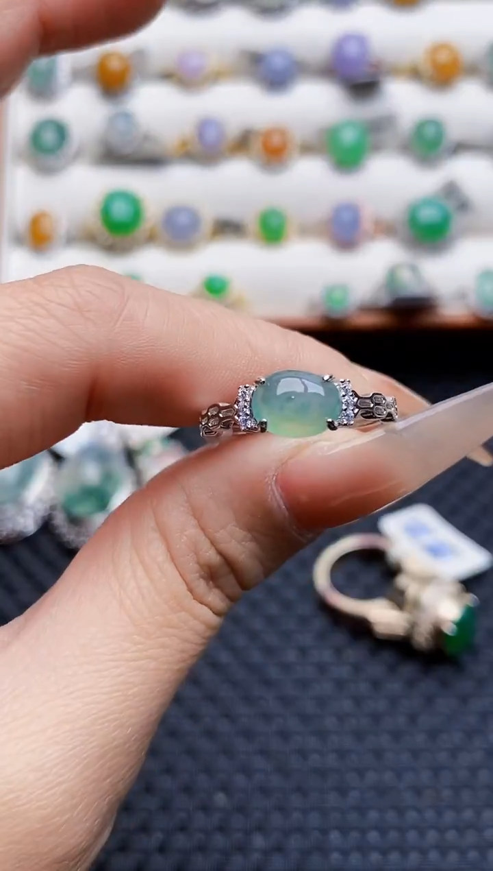 银S925镶嵌戒指翡翠8250