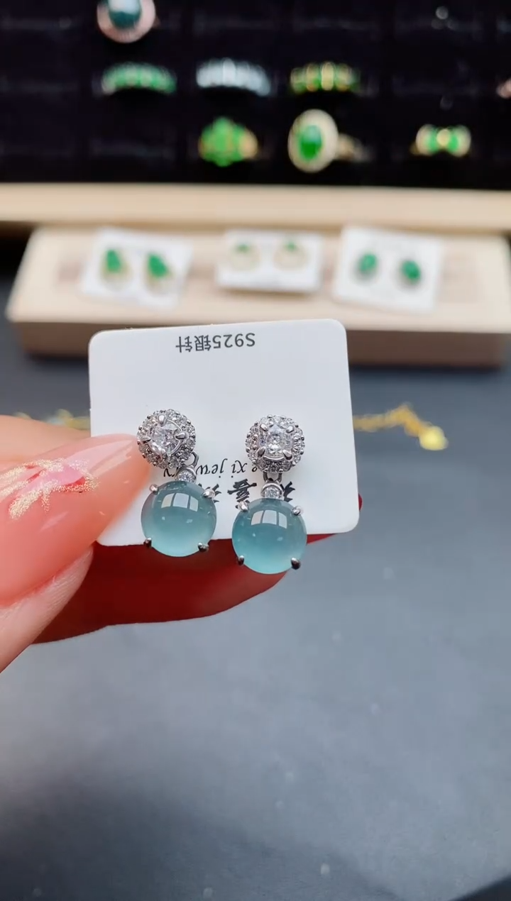 【闪购商品】翡翠耳饰银S925镶嵌508050