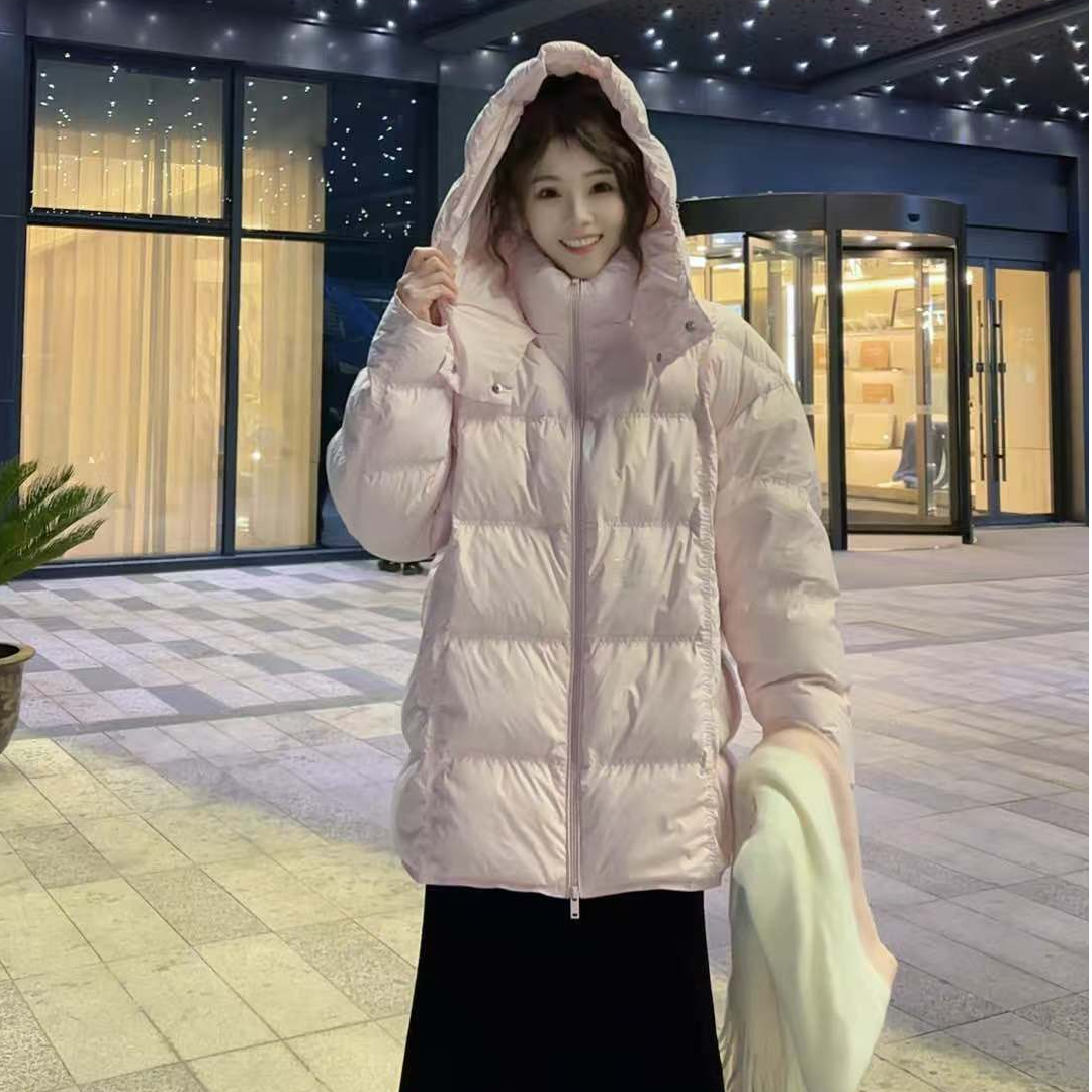 新款爆款2025泡芙连帽羽绒服女款中长款时尚休闲宽松秋冬733