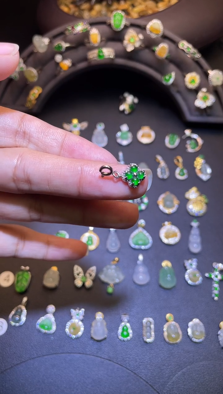 吊坠(不含链)银S925镶嵌翡翠1