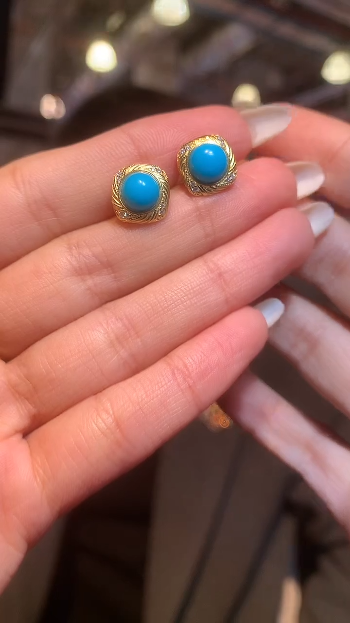 银S925镶嵌绿松石耳饰【宝石世家严选】