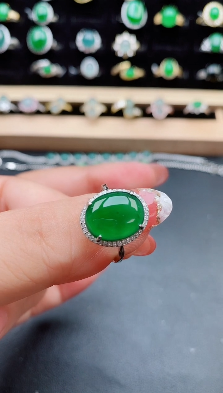 【闪购商品】翡翠戒指银S925镶嵌5080550