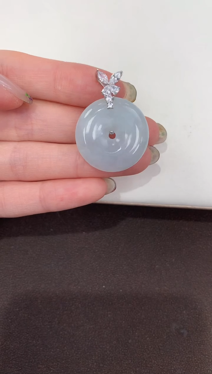 颈饰银S925镶嵌翡翠天然缅甸A货翡翠