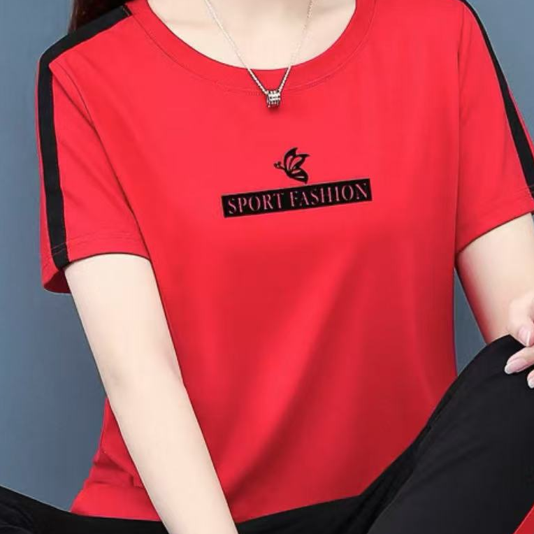 休闲服运动套装女夏中年妈妈夏装2025夏季新款短袖女装s040