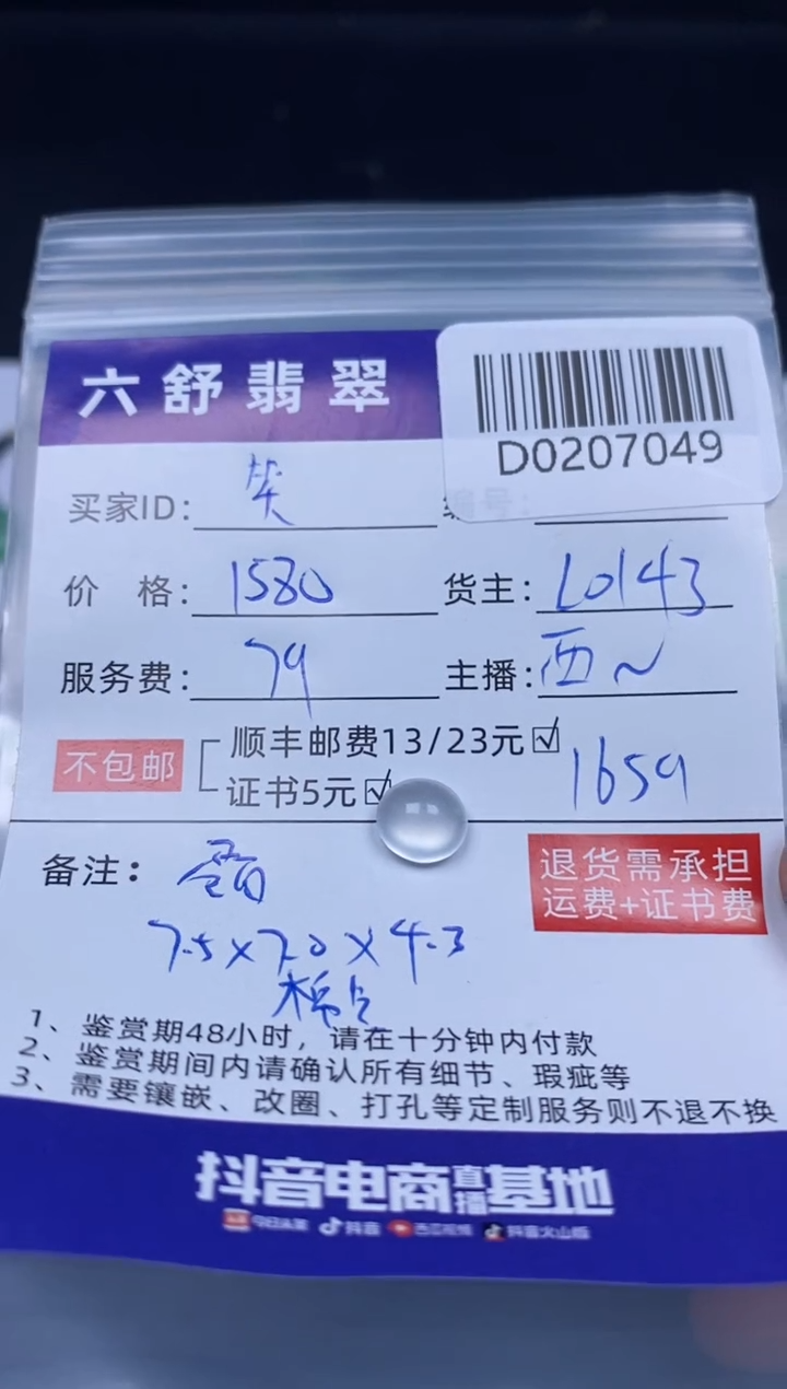 【闪购商品】翡翠吊坠(不含链)未镶嵌D0207049