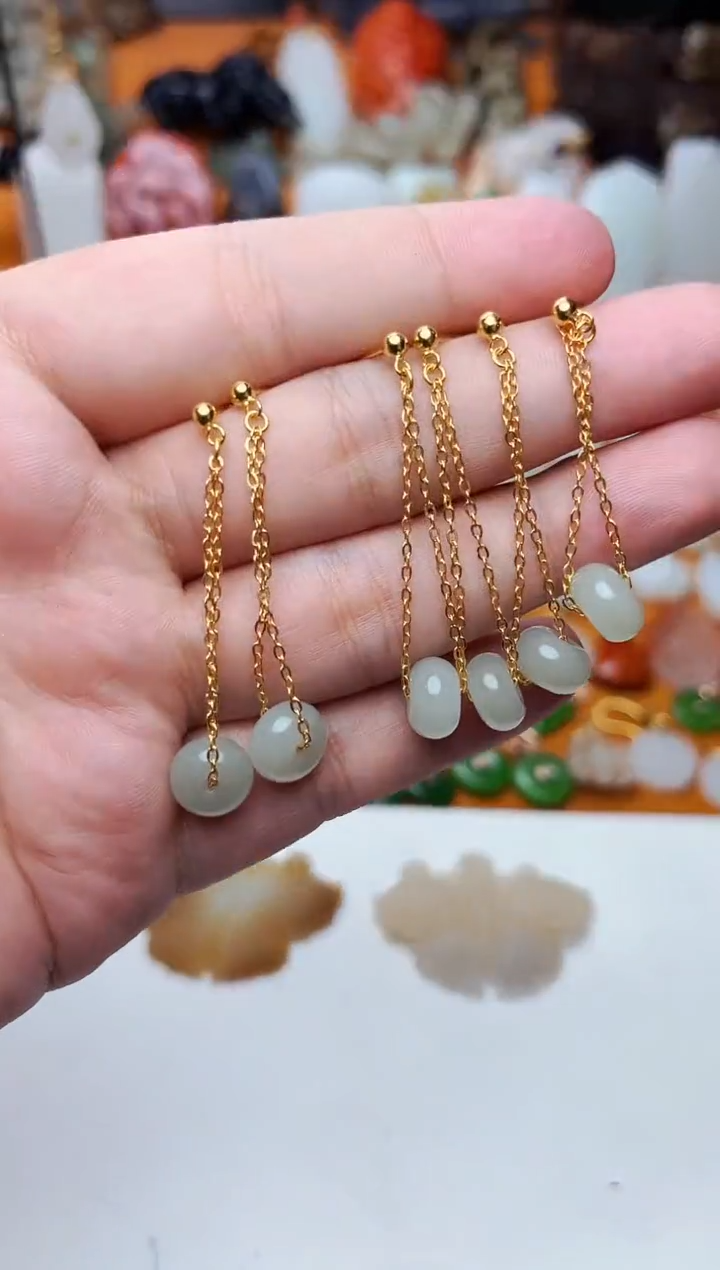 【闪购商品】和田玉耳饰银S925镶嵌多样性拍一发一01