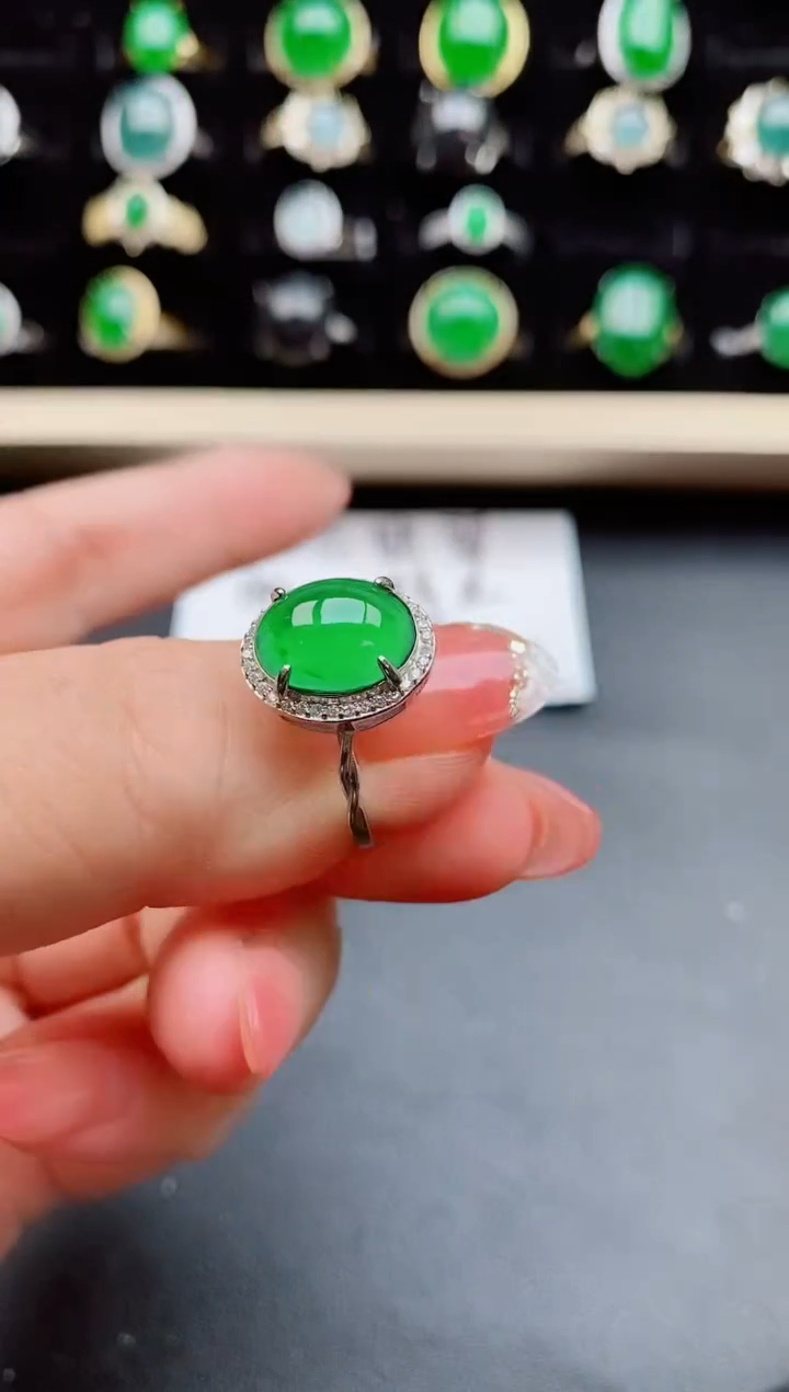 【闪购商品】翡翠戒指银S925镶嵌12121