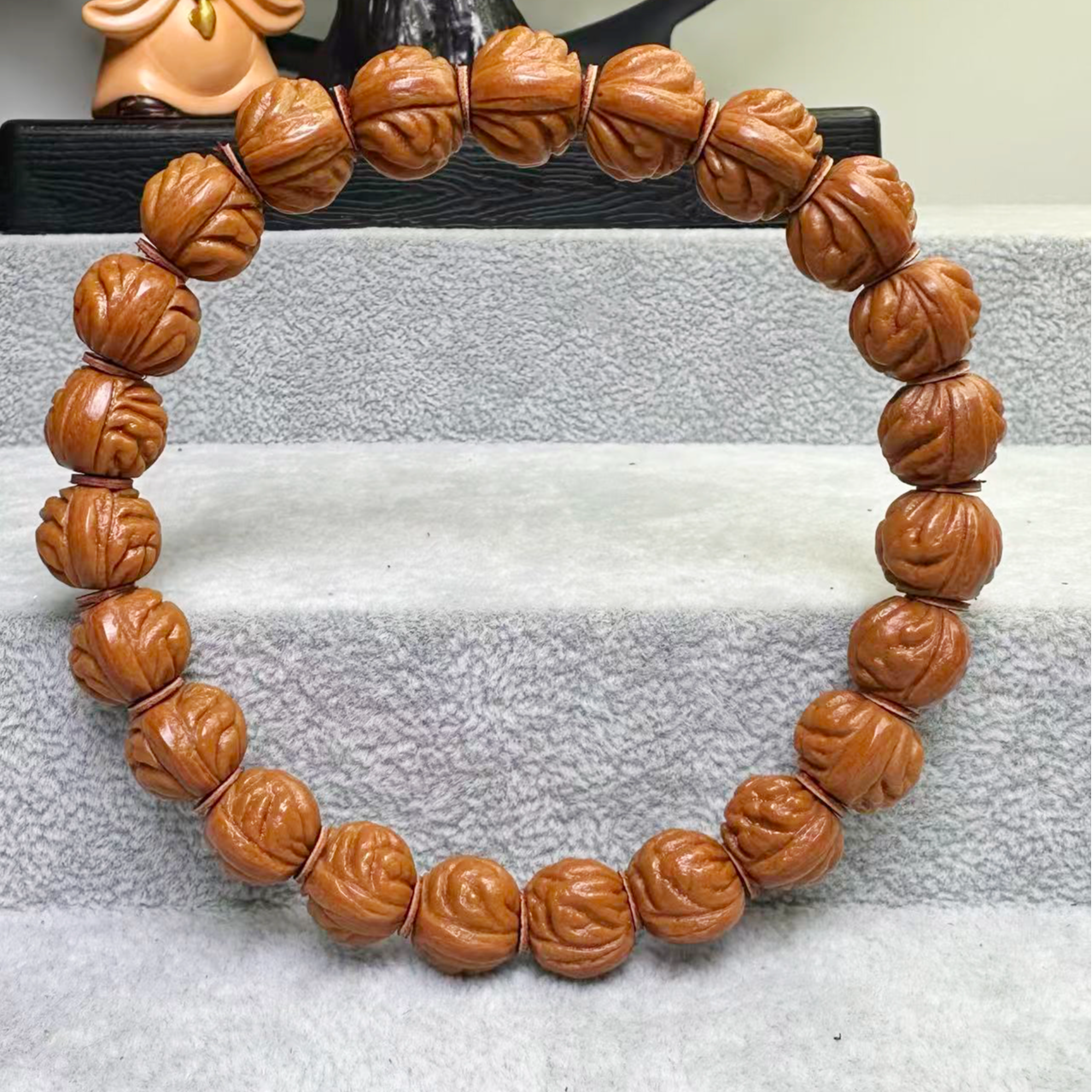 秦岭龙纹桃核【小金蝉】精品单圈文玩手串