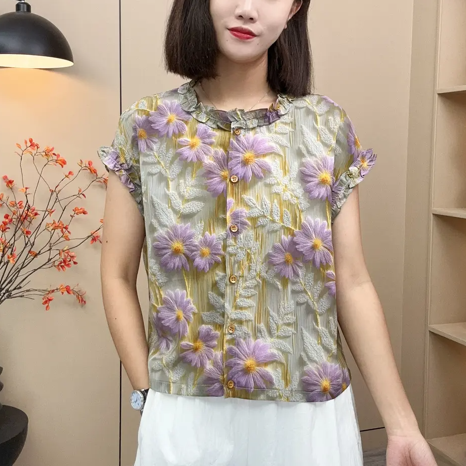 2025夏季新款圆领印花百搭短袖洋气减龄薄款薄款T恤显瘦女装小衫