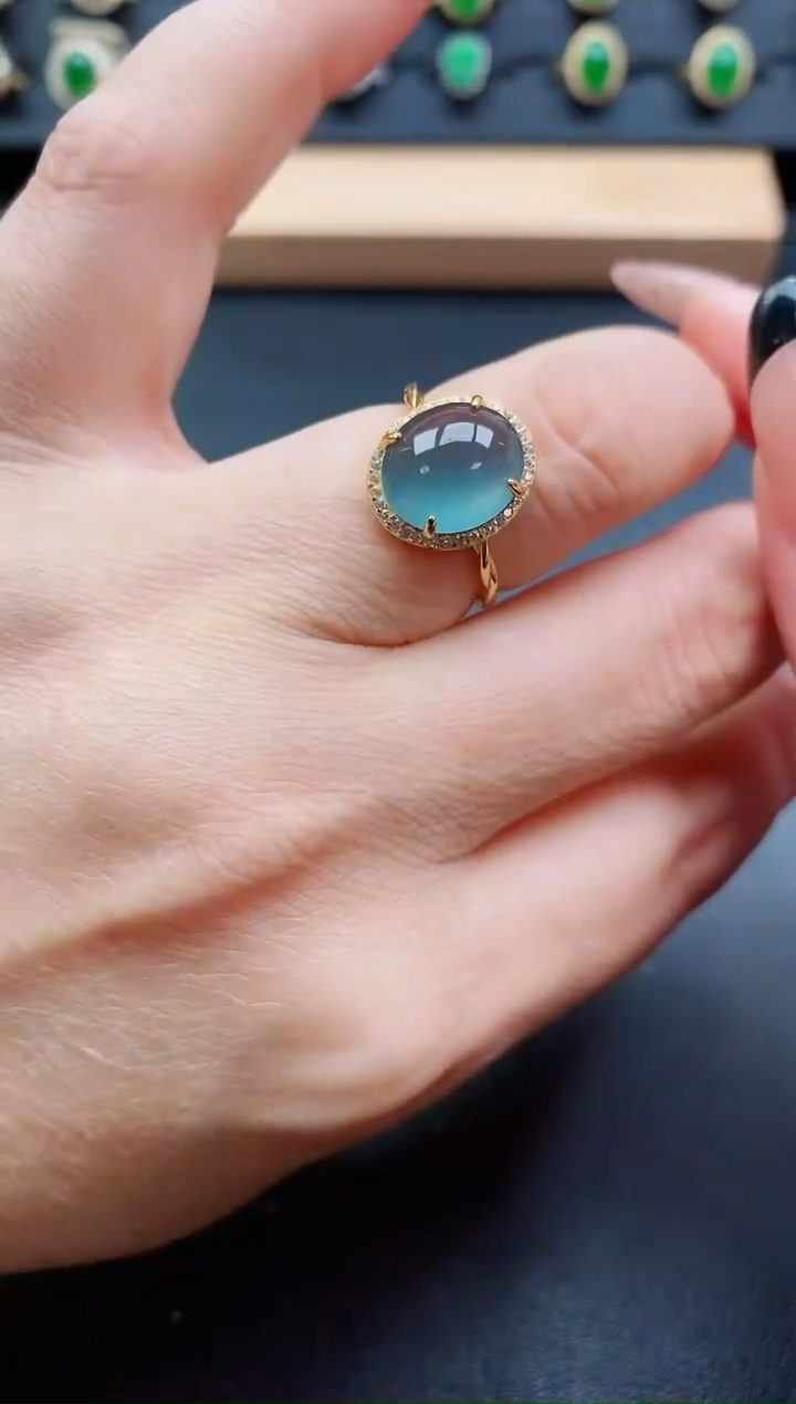 银S925镶嵌戒指翡翠1