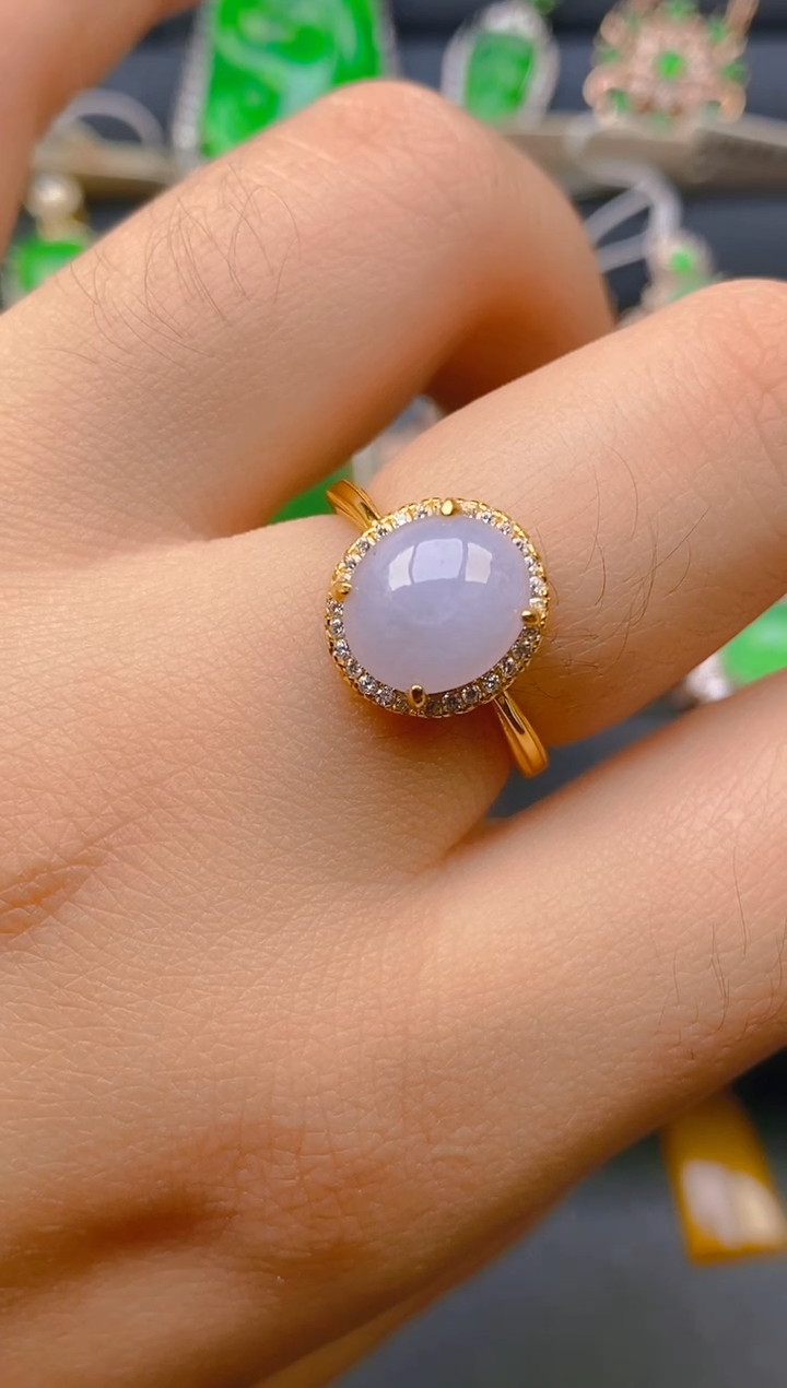 【闪购商品】翡翠戒指银S925镶嵌天然A货翡翠1