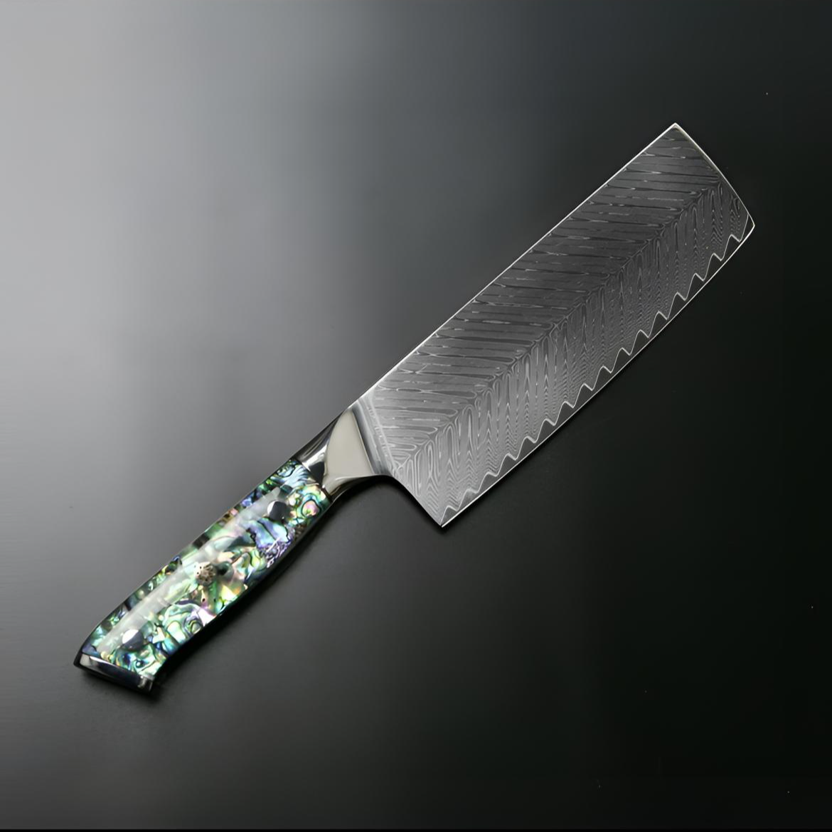 【南哥定制】真大马士革彩贝手柄切片刀