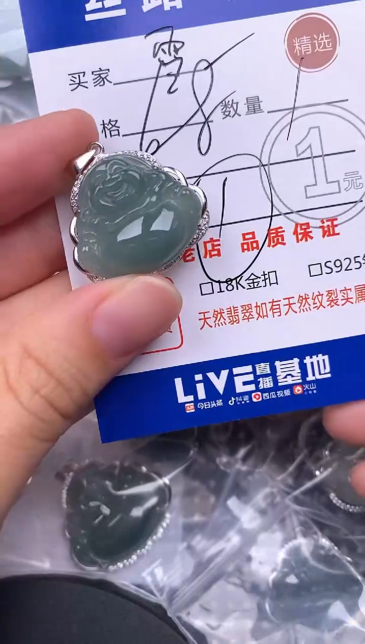 颈饰银S925镶嵌翡翠雪*挂件