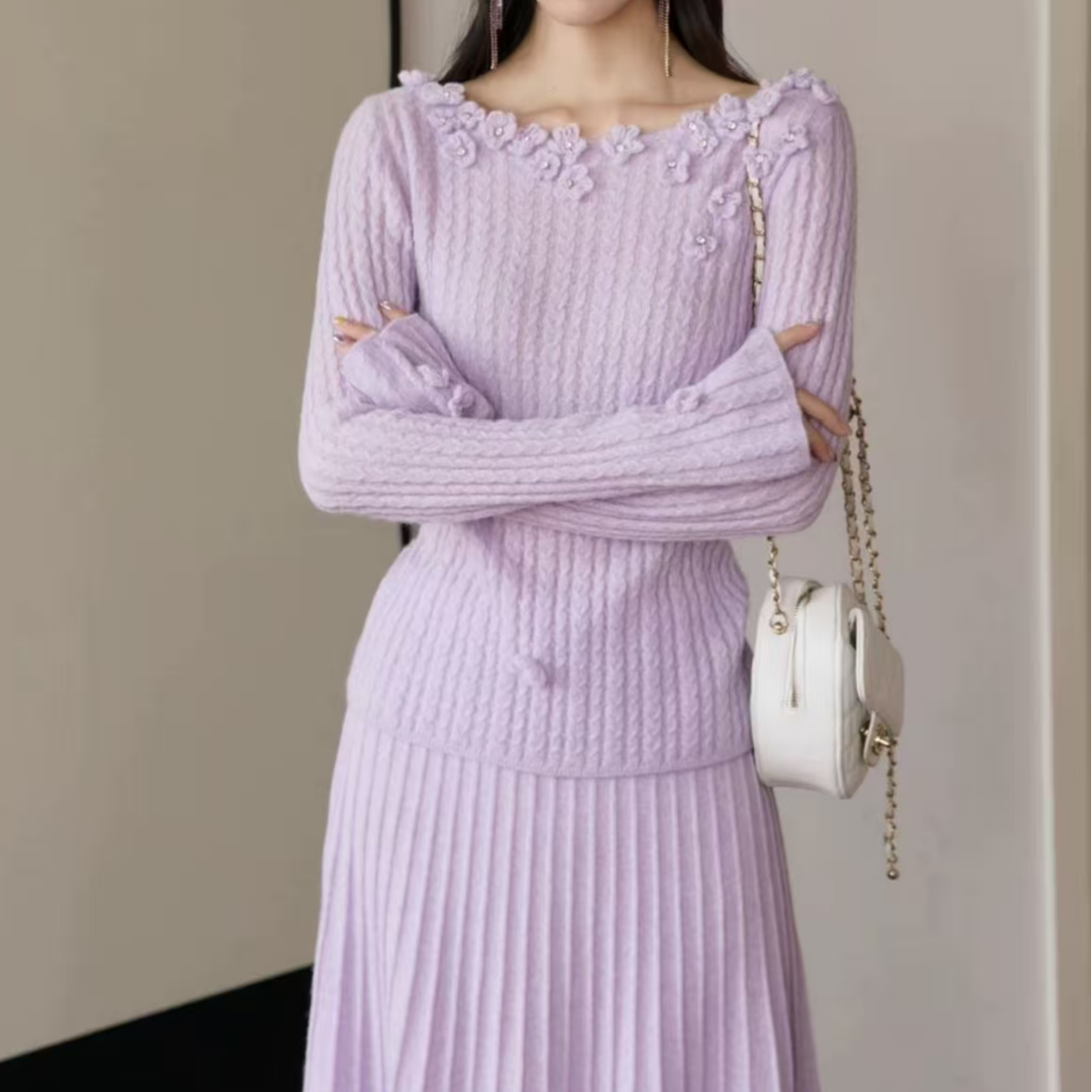 25507/25508小香风气质轻奢时尚百搭休闲设计师针织套装